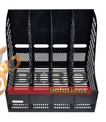 Tavă pentru hîrtie verticală, 4 secții, plastic, neagră